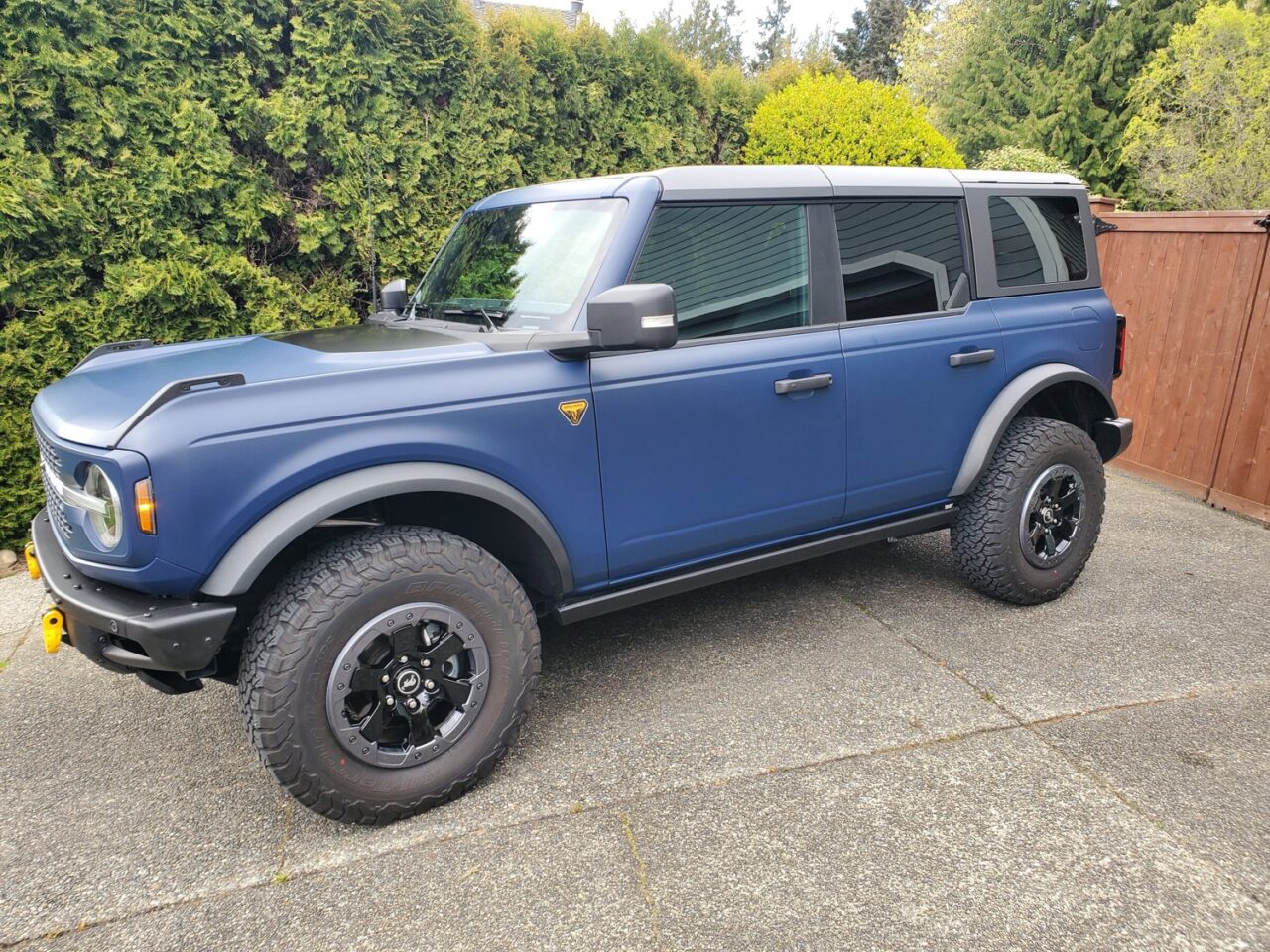 matte blue wrapped bronco